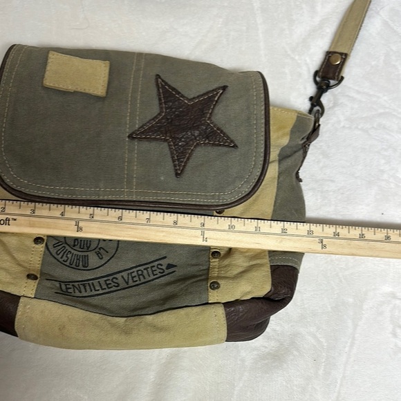 Myra Bag Tan and Gray Crossbody Bag with Adjustable Strap - Picture 10 of 13